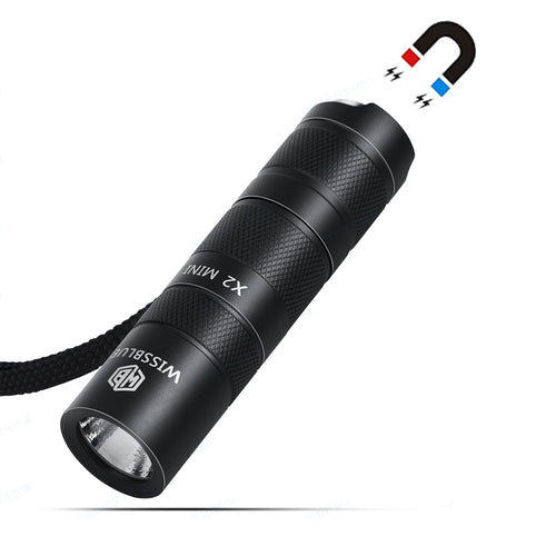 wissblue Mini X2 1600 Lumens EDC Flashlight, Rechargeable Portable Flashlight, 18350 Cob Flashlight