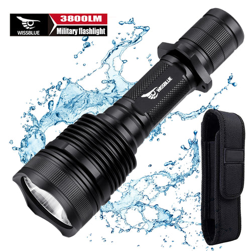 wissblue H1 LED Tactical Flashlights Military Grade, 3800 High Lumens Tactical Flashlight,18650 Rechargeable Flashlight high lumens,Police High Powered Flashlight With Holster Camping Tactical Equipmen